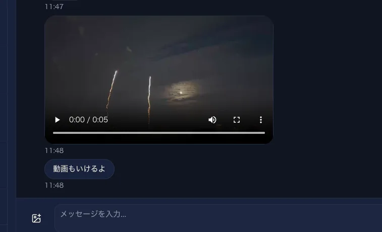 動画がチャット画面に表示されている様子
